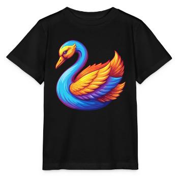 cygne coloré kawaii personnage de dessin animé oiseau - T-shirt bio MINI CREATOR Stanley/Stella Enfant - noir - Devant - Mikhail (115cm)