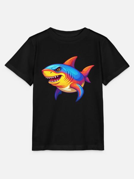 Hai Buntes Kawaii Cartoon Meerestier - Stanley/Stella Kinder T-Shirt MINI CREATOR - Schwarz