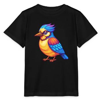 Jay Bird Bunte Kawaii Cartoon Figur Vogel - Stanley/Stella Kinder T-Shirt MINI CREATOR  - Schwarz - Vorne - Mikhail (115cm)