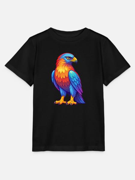 Halcón colorido Kawaii Personaje de dibujos animados pájaro - Stanley/Stella T-shirt MINI CREATOR til børn - sort
