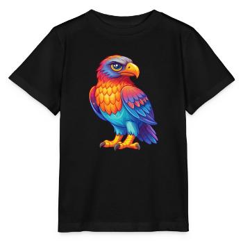 Bussard Bunte Kawaii Cartoon Figur Vogel - Stanley/Stella Kinder T-Shirt MINI CREATOR  - Schwarz - Vorne - Mikhail (115cm)