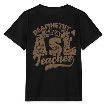 ASL Dolmetscher Gebärdensprache - Stanley/Stella Kinder T-Shirt MINI CREATOR  - Schwarz - Vorne - Mikhail (115cm)
