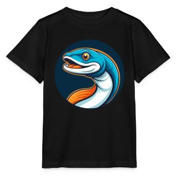 Anguille mignon kawaii dessin animé Clipart Animal Pet Logo - T-shirt bio MINI CREATOR Stanley/Stella Enfant - noir - Devant - Mikhail (115cm)