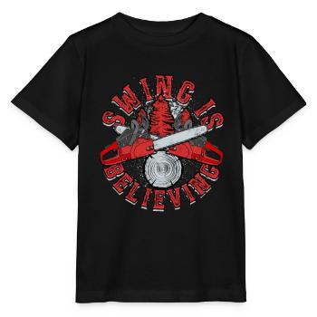 Bûcheron Lumberjack Scier, c’est croire - T-shirt bio MINI CREATOR Stanley/Stella Enfant - noir - Devant - Mikhail (115cm)