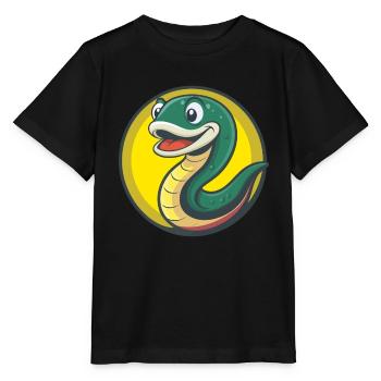 Anguille mignon kawaii dessin animé Clipart animal de compagnie - T-shirt bio MINI CREATOR Stanley/Stella Enfant - noir - Devant - Mikhail (115cm)