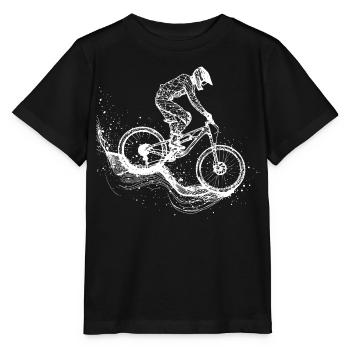 Mountainbiking Zeichnung - Stanley/Stella Kinder T-Shirt MINI CREATOR  - Schwarz - Vorne - Mikhail (115cm)