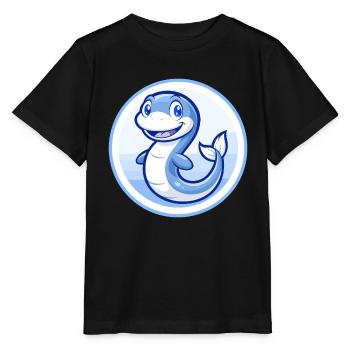 Anguille bleu mignon kawaii dessin animé personnage Clipart animal de compagnie - T-shirt bio MINI CREATOR Stanley/Stella Enfant - noir - Devant - Mikhail (115cm)