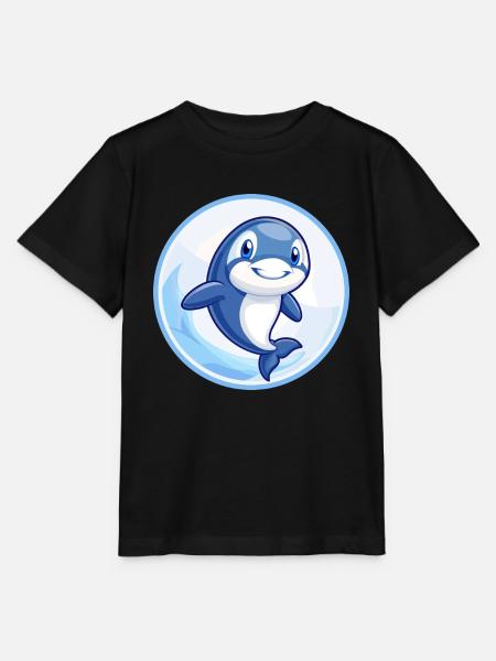 Orca Azul Kawaii Personaje De Dibujos Animados Clipart Mascota - Camiseta para niños MINI CREATOR de Stanley/Stella - negro