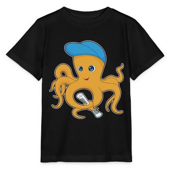 Octopus Newspaper - Stanley/Stella MINI CREATOR Kids’ T-Shirt - black - Front - Mikhail (115cm)