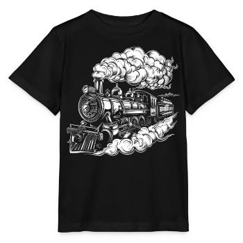 Dampflokomotive Grafik - Stanley/Stella Kinder T-Shirt MINI CREATOR  - Schwarz - Vorne - Mikhail (115cm)