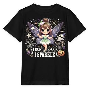 T-Shirt Fée Halloween - Je n’ai pas peur, je brille - T-shirt bio MINI CREATOR Stanley/Stella Enfant - noir - Devant - Mikhail (115cm)