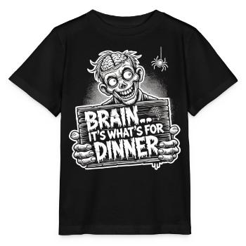 Funny Zombie Dinner T-Shirt for Halloween - Stanley/Stella MINI CREATOR Kids’ T-Shirt - black - Front - Mikhail (115cm)