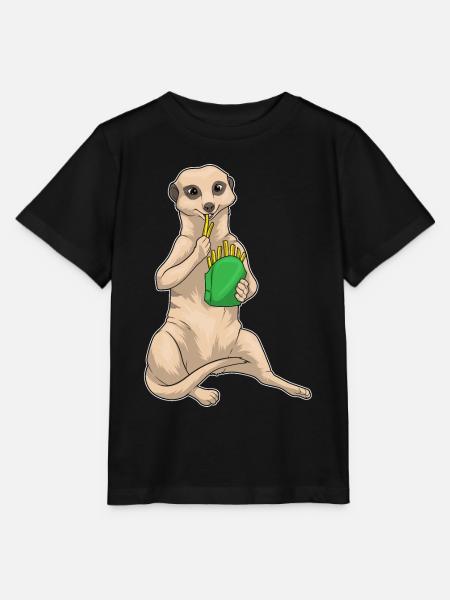 Erdmännchen Pommes frites - Stanley/Stella Kinder T-Shirt MINI CREATOR  - Schwarz
