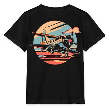 Portrait d’avion à hélice - T-shirt bio MINI CREATOR Stanley/Stella Enfant - noir - Devant - Mikhail (115cm)