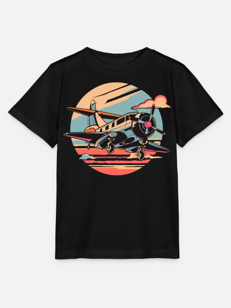 Propellerflugzeug Porträt - Stanley/Stella Kinder T-Shirt MINI CREATOR - Schwarz