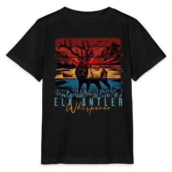 Antler Drop Poles Elk Antler Whisperer - Stanley/Stella MINI CREATOR Kids’ T-Shirt - black - Front - Mikhail (115cm)