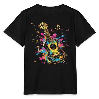Ukulele Streetart - Stanley/Stella Kinder T-Shirt MINI CREATOR  - Schwarz - Vorne - Mikhail (115cm)
