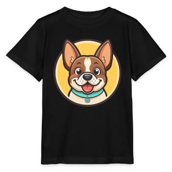 Castro Laboreiro race de chien dessin animé Kawaii Clipart - T-shirt bio MINI CREATOR Stanley/Stella Enfant - noir - Devant - Mikhail (115cm)