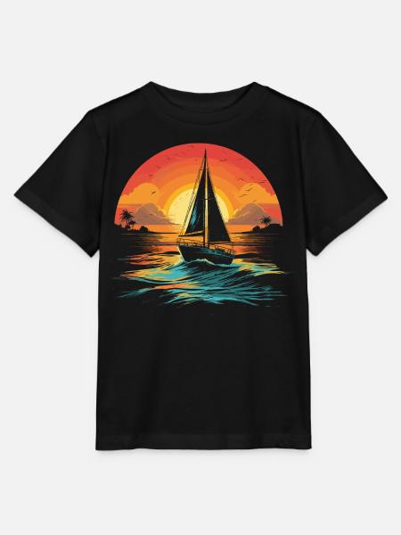 Segeln Illustration - Stanley/Stella Kinder T-Shirt MINI CREATOR - Schwarz