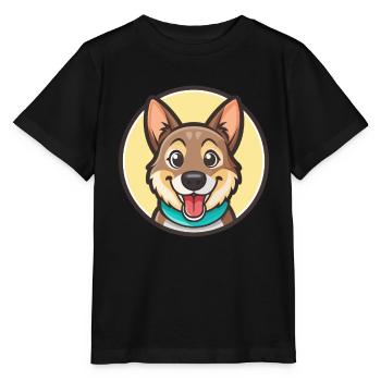 Chien bâtard race dessin animé personnage Kawaii Clipart - T-shirt bio MINI CREATOR Stanley/Stella Enfant - noir - Devant - Mikhail (115cm)