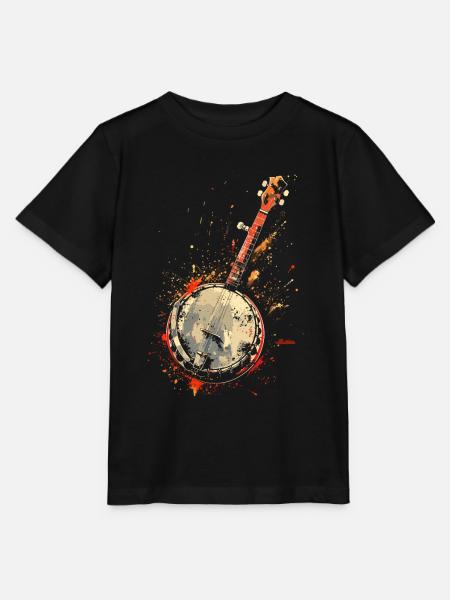 Banjo Farbklecks - Stanley/Stella Kinder T-Shirt MINI CREATOR - Schwarz