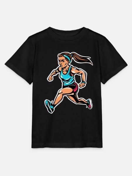 Grafik Läuferin - Stanley/Stella Kinder T-Shirt MINI CREATOR - Schwarz