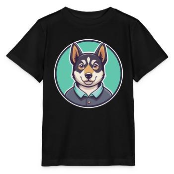 Kuri Hund Rasse Cartoon Kawaii Clipart Illustration - Stanley/Stella Kinder T-Shirt MINI CREATOR  - Schwarz - Vorne - Mikhail (115cm)