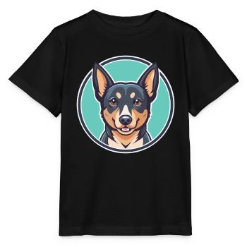 Lancashire Heeler Hunderasse Cartoon Kawaii Clipart - Stanley/Stella Kinder T-Shirt MINI CREATOR  - Schwarz - Vorne - Mikhail (115cm)