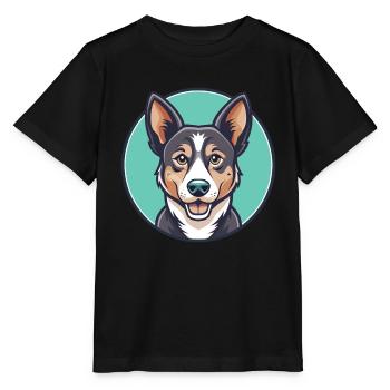 Chien bâtard race dessin animé personnage Kawaii Clipart - T-shirt bio MINI CREATOR Stanley/Stella Enfant - noir - Devant - Mikhail (115cm)