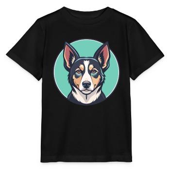 Russischer Harlekin Hund Hunderasse Karikatur Kawaii - Stanley/Stella Kinder T-Shirt MINI CREATOR  - Schwarz - Vorne - Mikhail (115cm)