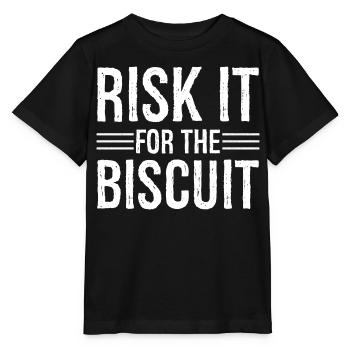 risk it for the biscuit - Stanley/Stella MINI CREATOR Kids’ T-Shirt - black - Front - Mikhail (115cm)