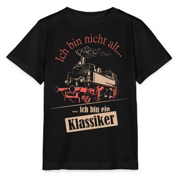 vieille locomotive à voie étroite dictons ferroviaires saxons - T-shirt bio MINI CREATOR Stanley/Stella Enfant - noir - Devant - Mikhail (115cm)