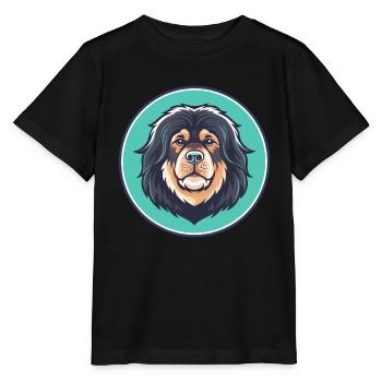 Tibetische Dogge Hunderasse Karikatur Kawaii Clipart - Stanley/Stella Kinder T-Shirt MINI CREATOR  - Schwarz - Vorne - Mikhail (115cm)