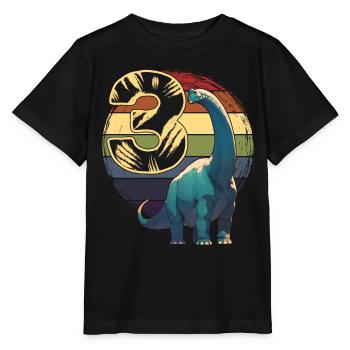 Brachiosaurus 3 Years 3rd Birthday Gift - Stanley/Stella MINI CREATOR Kids’ T-Shirt - black - Front - Mikhail (115cm)