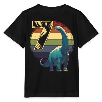 Brachiosaurus 7 Years 7th Birthday Gift - Stanley/Stella MINI CREATOR Kids’ T-Shirt - black - Front - Mikhail (115cm)