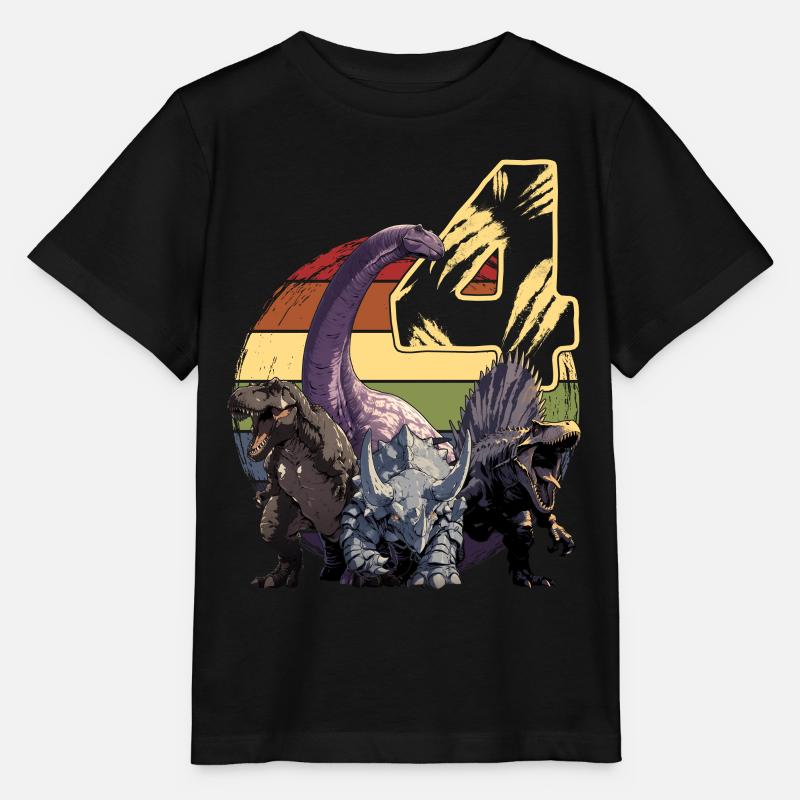 Coole Dinosaurier 4. Geburtstag Geschenk 4 Jahre - Stanley/Stella Kinder T-Shirt MINI CREATOR - Schwarz