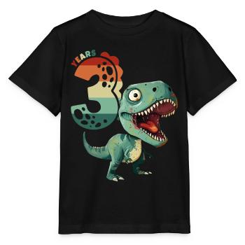T-Rex Tyrannosaurus 3 Years 3rd Birthday Gift - Stanley/Stella MINI CREATOR Kids’ T-Shirt - black - Front - Mikhail (115cm)