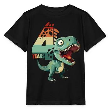 T-Rex Tyrannosaurus 4 ans 4e anniversaire Cadeau - T-shirt bio MINI CREATOR Stanley/Stella Enfant - noir - Devant - Mikhail (115cm)