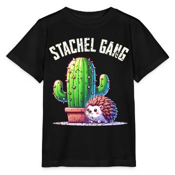Stachel Gang Igel Kaktus - Stanley/Stella Kinder T-Shirt MINI CREATOR  - Schwarz - Vorne - Mikhail (115cm)