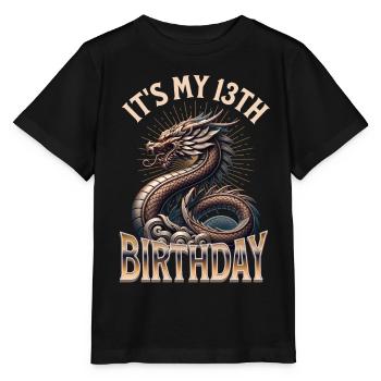 Dragon 13e anniversaire Dragon - T-shirt bio MINI CREATOR Stanley/Stella Enfant - noir - Devant - Mikhail (115cm)