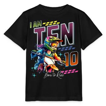 Motocross Mädchen 10. Geburtstag - Stanley/Stella Kinder T-Shirt MINI CREATOR  - Schwarz - Vorne - Mikhail (115cm)