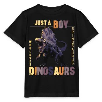 Juste un garçon qui aime les dinosaures Spinosaurus - T-shirt bio MINI CREATOR Stanley/Stella Enfant - noir - Devant - Mikhail (115cm)