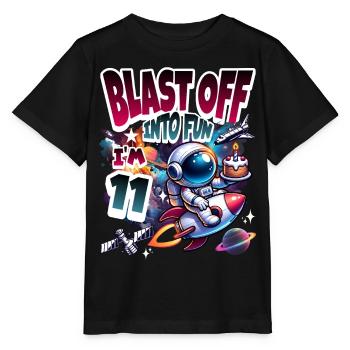 Astronaut 11th Birthday Space - Stanley/Stella MINI CREATOR Kids’ T-Shirt - black - Front - Mikhail (115cm)