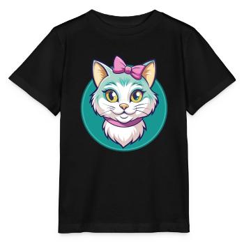 Chantilly Tiffany Chat Race Dessin animé Kawaii Animal - T-shirt bio MINI CREATOR Stanley/Stella Enfant - noir - Devant - Mikhail (115cm)