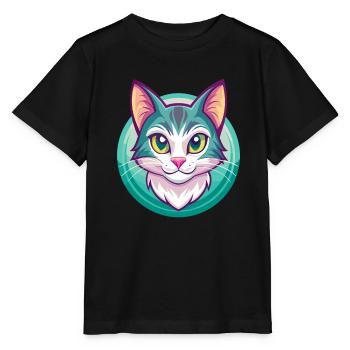 Hauskatze Rasse Karikatur Kawaii Tier Haustier - Stanley/Stella Kinder T-Shirt MINI CREATOR  - Schwarz - Vorne - Mikhail (115cm)