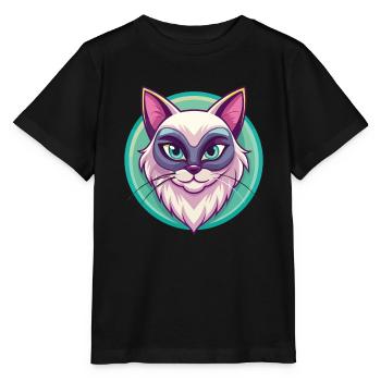 Neva Mascarade Chat Race Dessin Animé Kawaii Animal - T-shirt bio MINI CREATOR Stanley/Stella Enfant - noir - Devant - Mikhail (115cm)