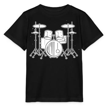 Drum Set Zeichnung - Stanley/Stella Kinder T-Shirt MINI CREATOR  - Schwarz - Vorne - Mikhail (115cm)