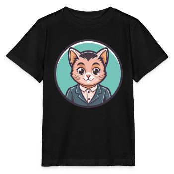Bambino Chat Race Dessin Animé Kawaii Animal Pet - T-shirt bio MINI CREATOR Stanley/Stella Enfant - noir - Devant - Mikhail (115cm)