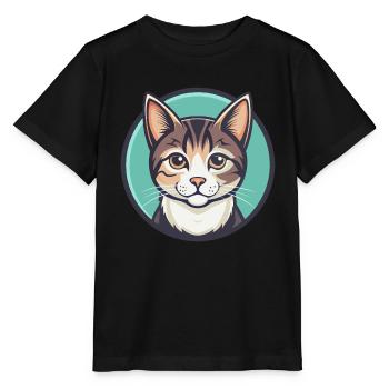 Hauskatze Rasse Karikatur Kawaii Tier Haustier - Stanley/Stella Kinder T-Shirt MINI CREATOR  - Schwarz - Vorne - Mikhail (115cm)