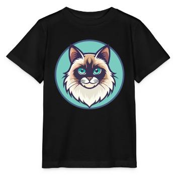 Neva Mascarade Chat Race Dessin Animé Kawaii Animal - T-shirt bio MINI CREATOR Stanley/Stella Enfant - noir - Devant - Mikhail (115cm)